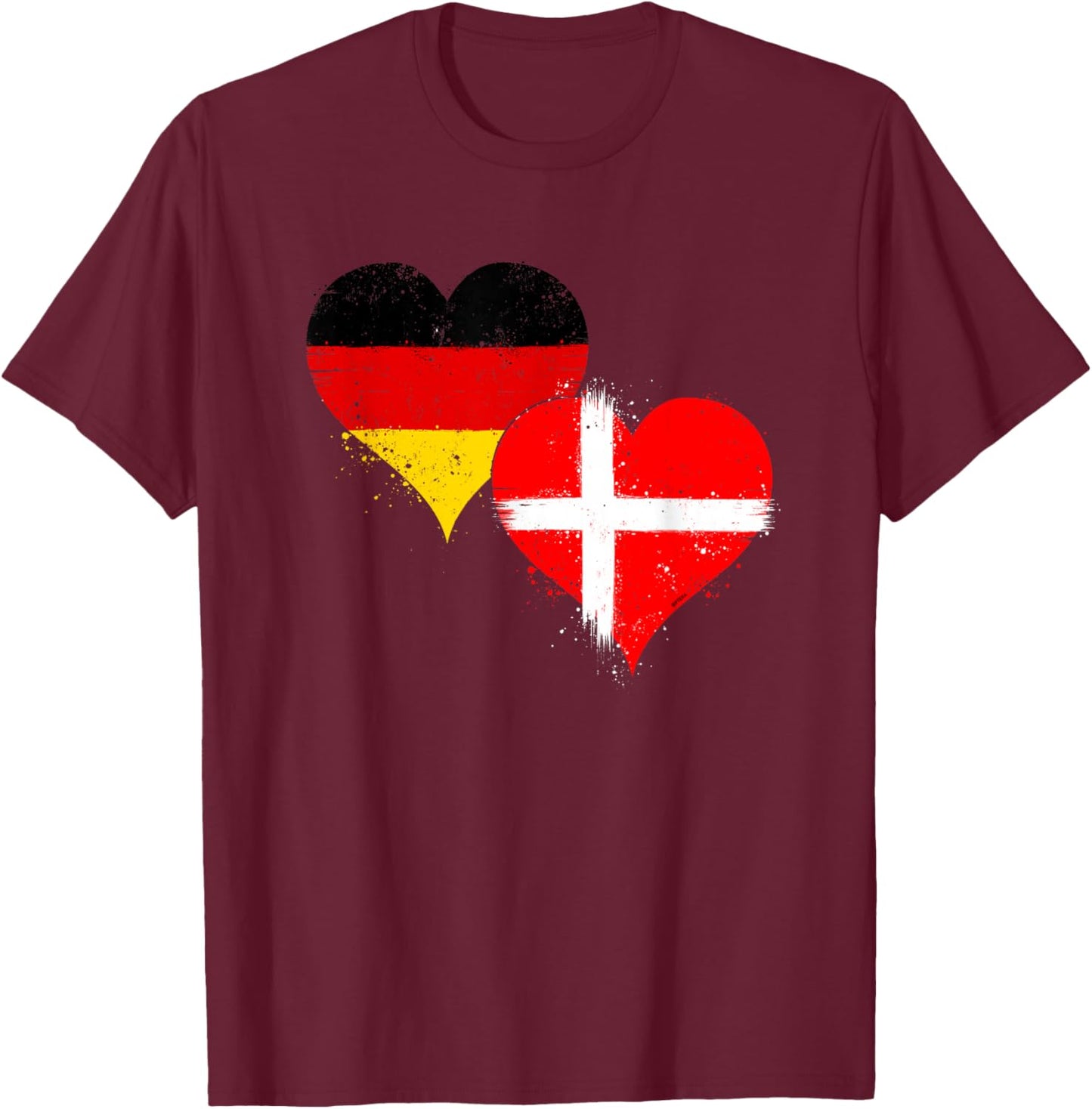 Deutschland Dänemark Flagge für Stolze Dänisch Deutsche Fans T-Shirt - T-Shirt | Maroon
