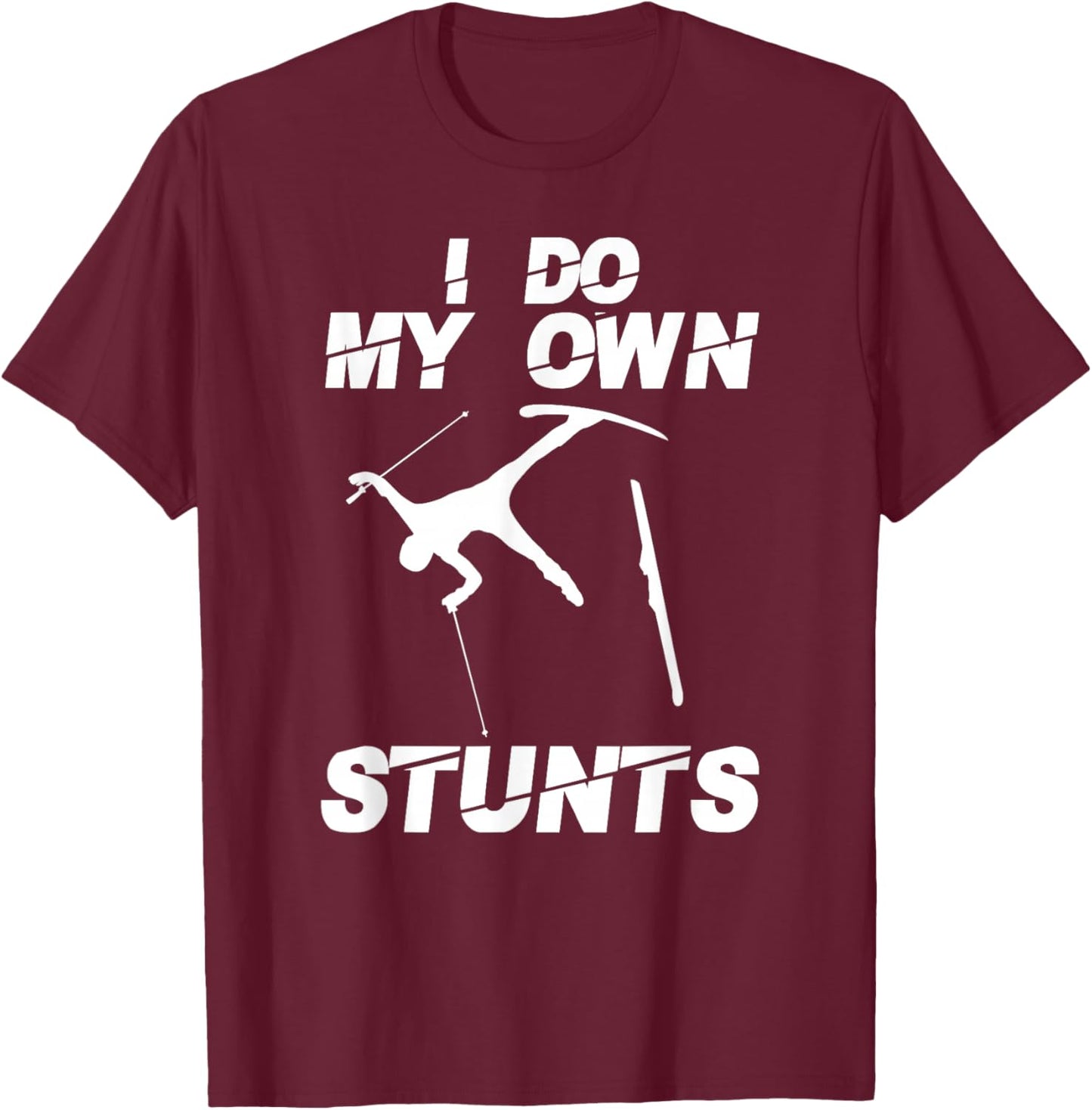 Unique Skiing Art Women Kids Skier Mountain Skiing T-Shirt - T-Shirt | Maroon