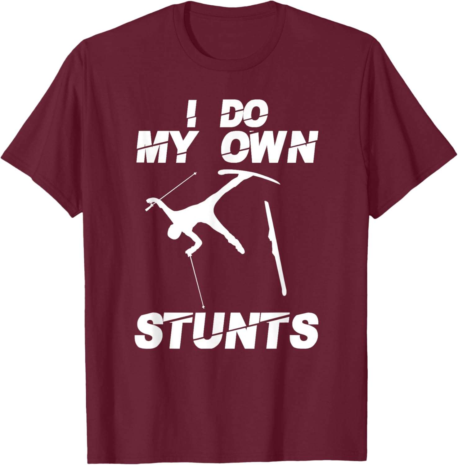 Unique Skiing Art Women Kids Skier Mountain Skiing T-Shirt - T-Shirt | Maroon