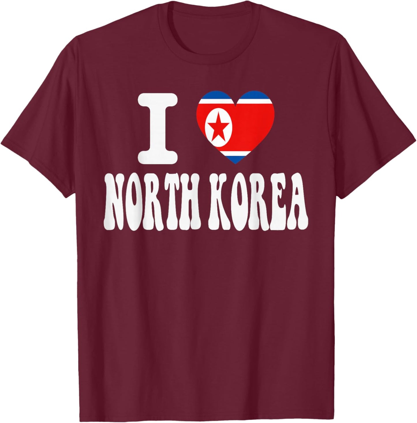 I Love North Korea Retro Heart Flag T-Shirt - T-Shirt | Maroon