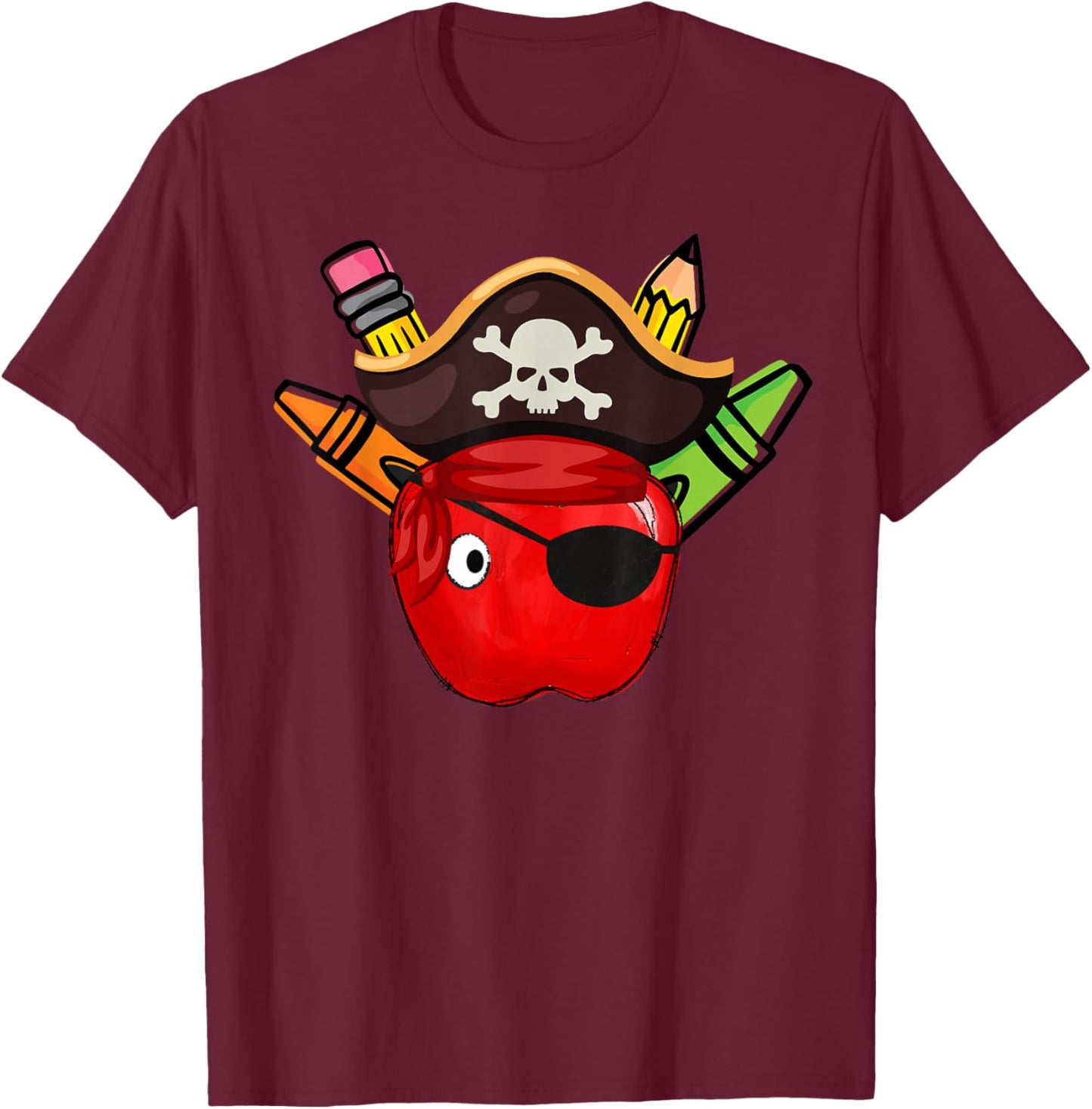 School International Talk Like A Pirate Day Pirate Teacher T-Shirt - T-Shirt | Maroon