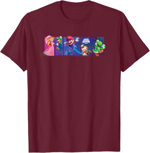 The Super Mario Galaxy Movie Cosmic Hero Panels T-Shirt - T-Shirt | Maroon