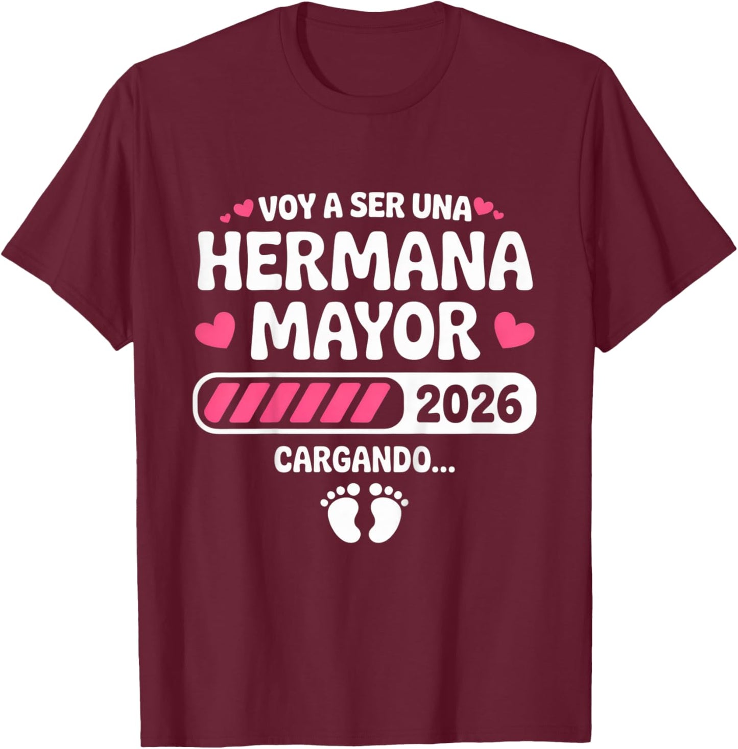 Kids Hermana Mayor 2026 Big Sister 2026 Spanish Groovy T-Shirt - T-Shirt | Maroon