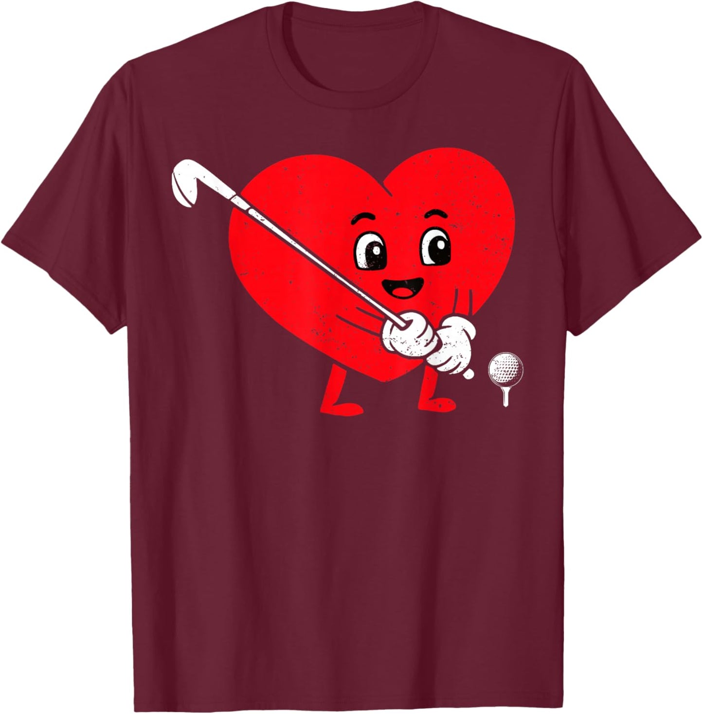 Happy Valentine Golf Heart Matching Couples T-Shirt - T-Shirt | Maroon