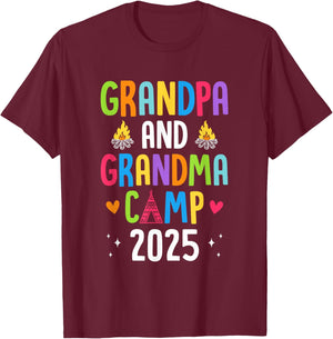 Grandparents Camp 2025 Cousins Summer Camping Vacation T-Shirt - T-Shirt | Maroon