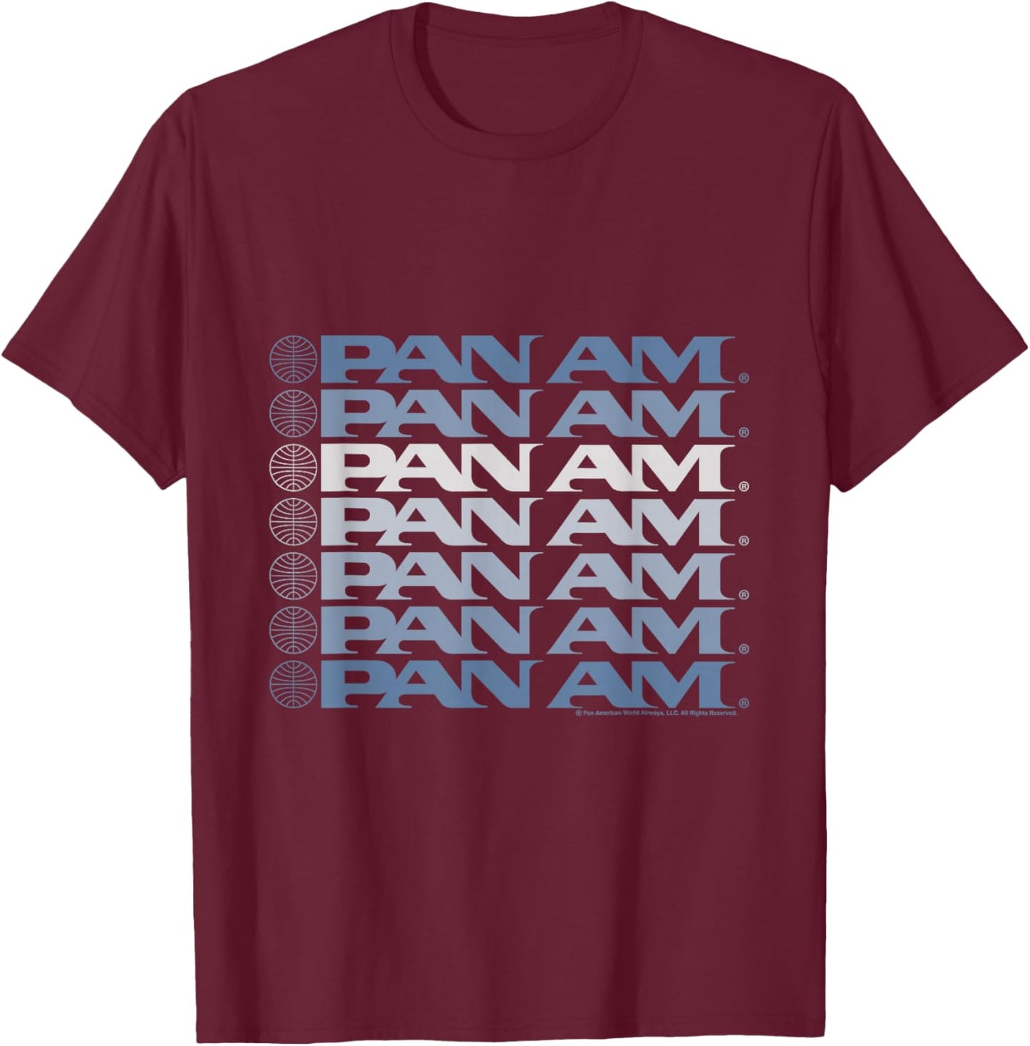 Pan Am Light Blue Gradient Cascade T-Shirt - T-Shirt | Maroon