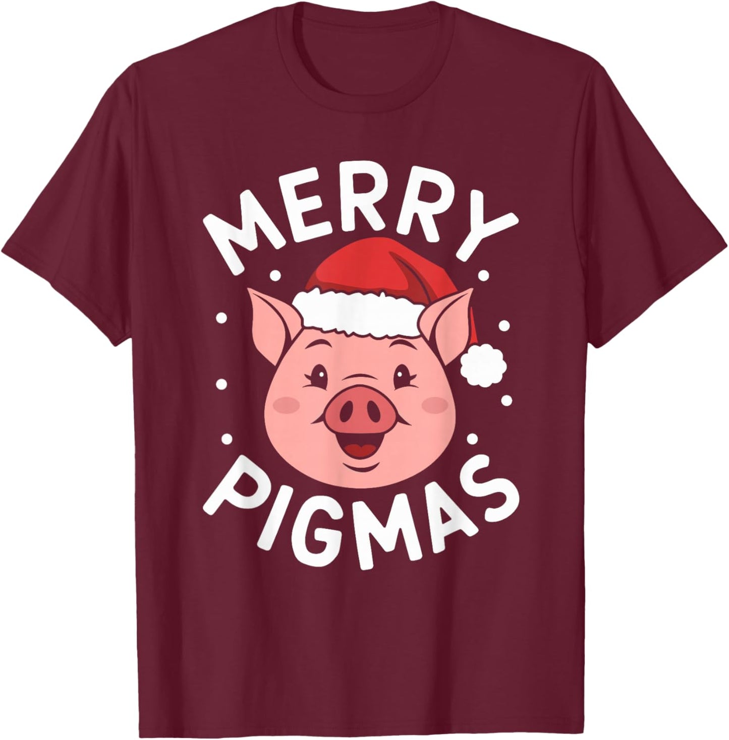 Merry Pigmas Funny Pig Christmas Santa Pig Xmas Farmer T-Shirt - T-Shirt | Maroon