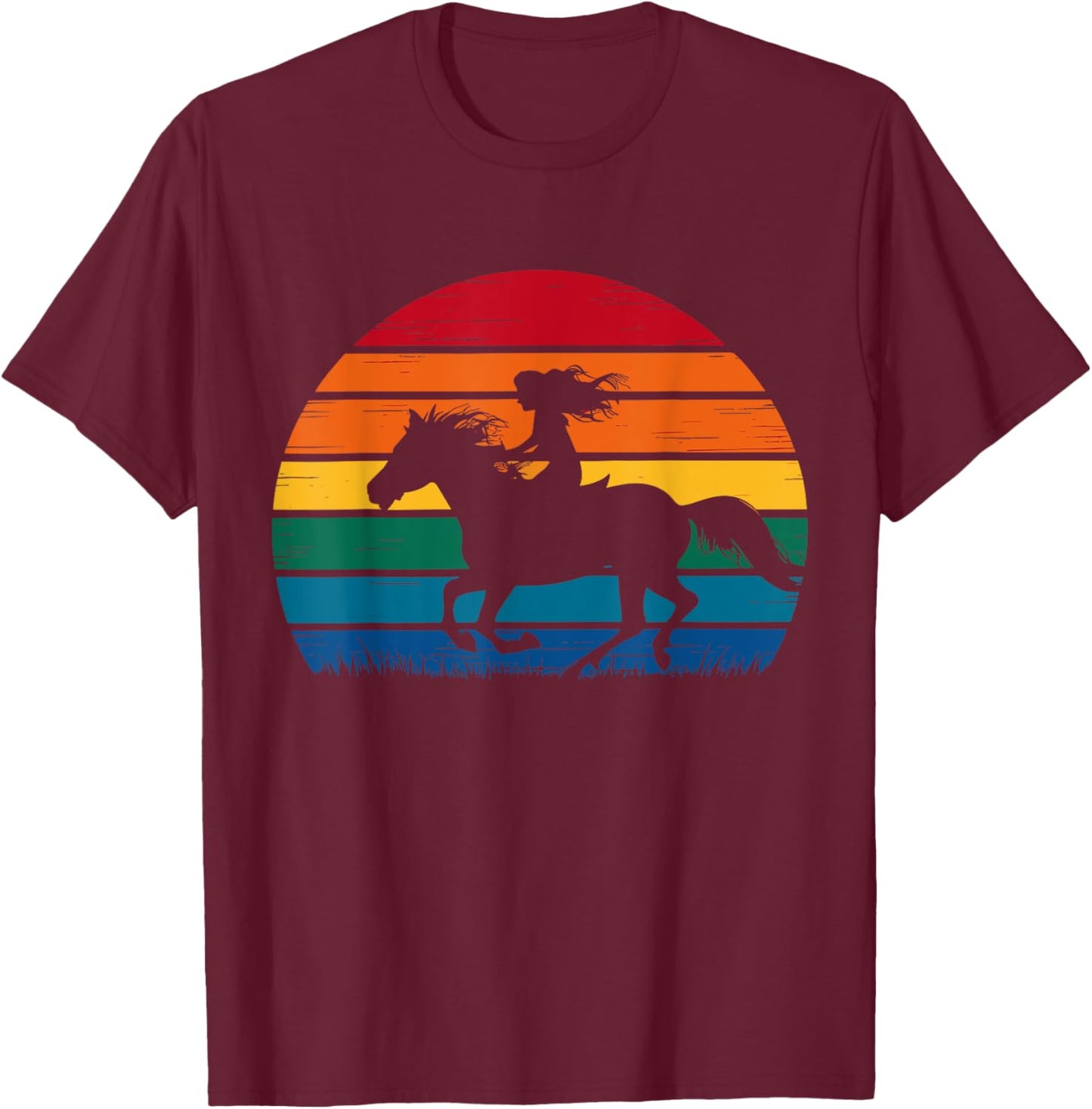 Girl Horse Riding Vintage Cowgirl Texas Ranch T-Shirt - T-Shirt | Maroon