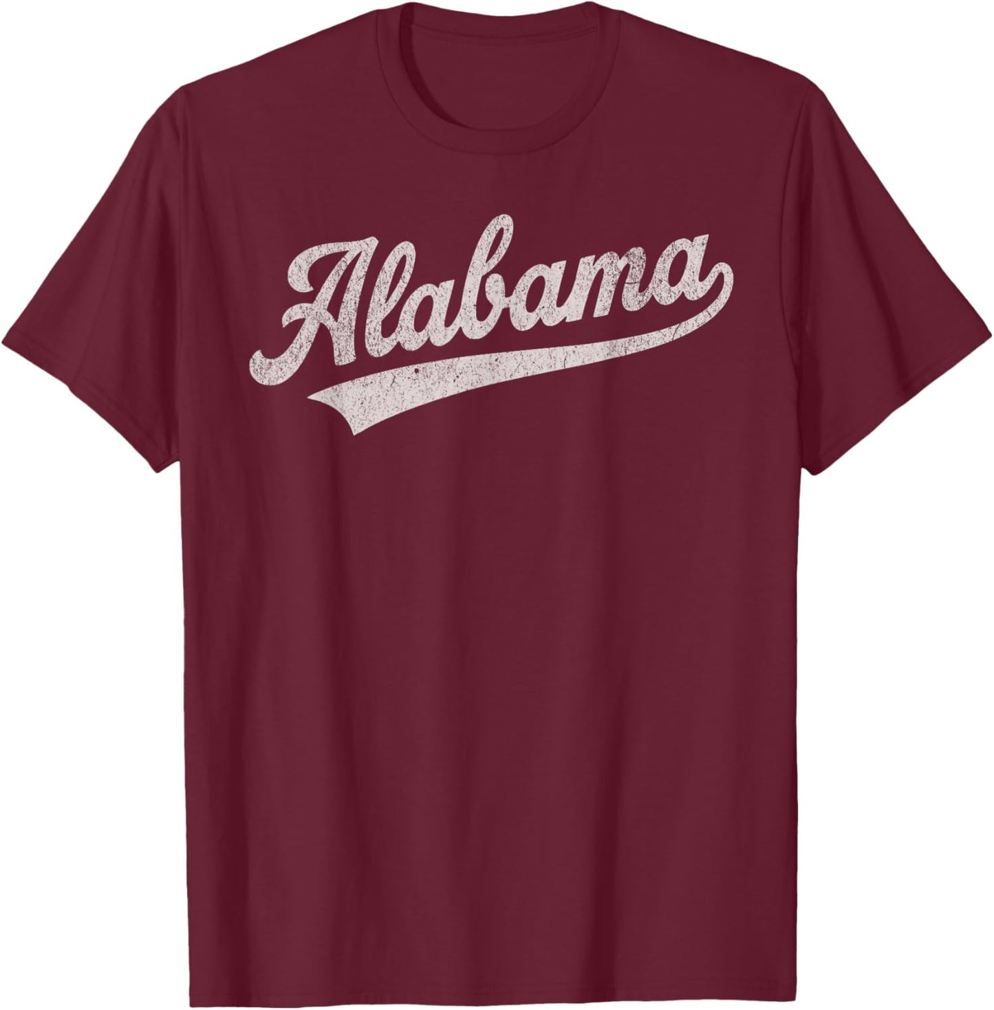 Alabama Script Vintage Distressed Pride Design T-Shirt - T-Shirt | Maroon
