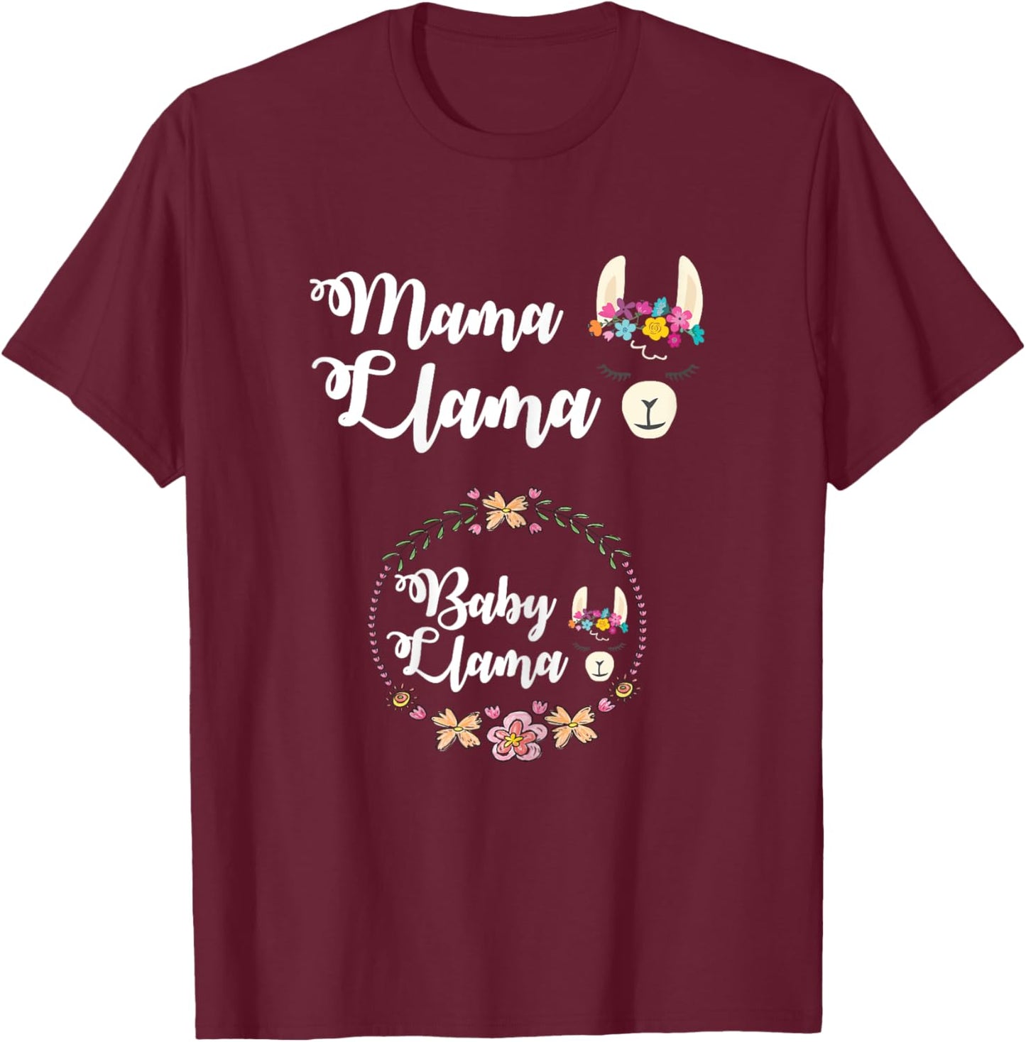 Mama Llama New Mom Baby Mommy Pregnancy Announcement T-Shirt - T-Shirt | Maroon
