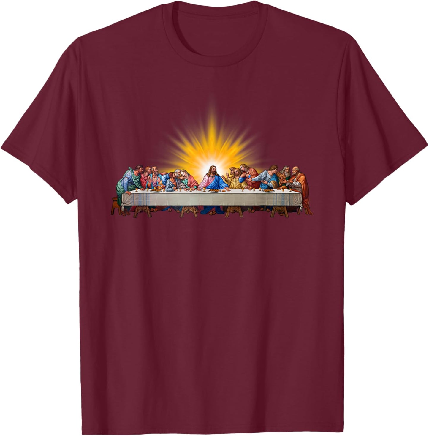 Last Supper Jesus Christ Leonardo Da Vinci Painting T-Shirt - T-Shirt | Maroon