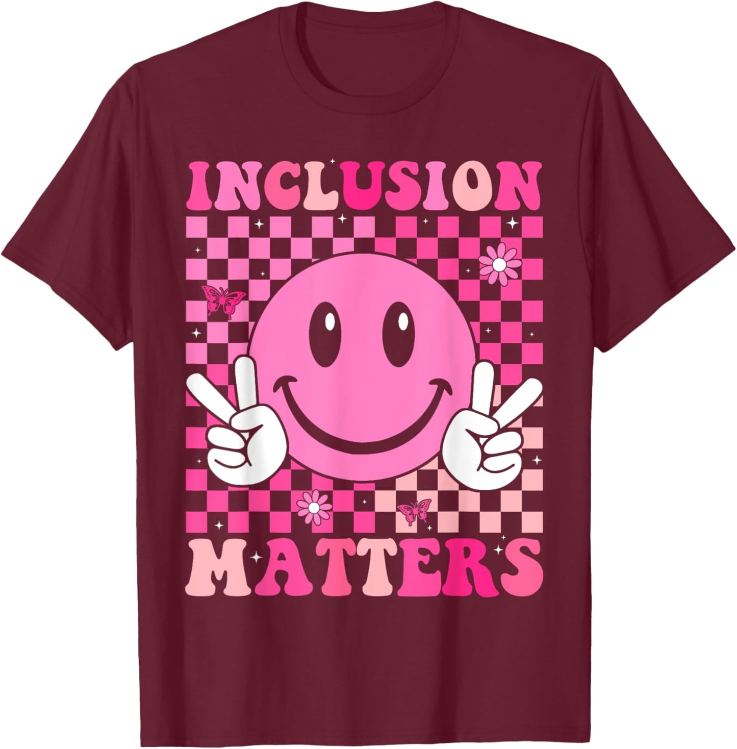 Inclusion Matters Groovy Special Education Teacher T-Shirt - T-Shirt | Maroon