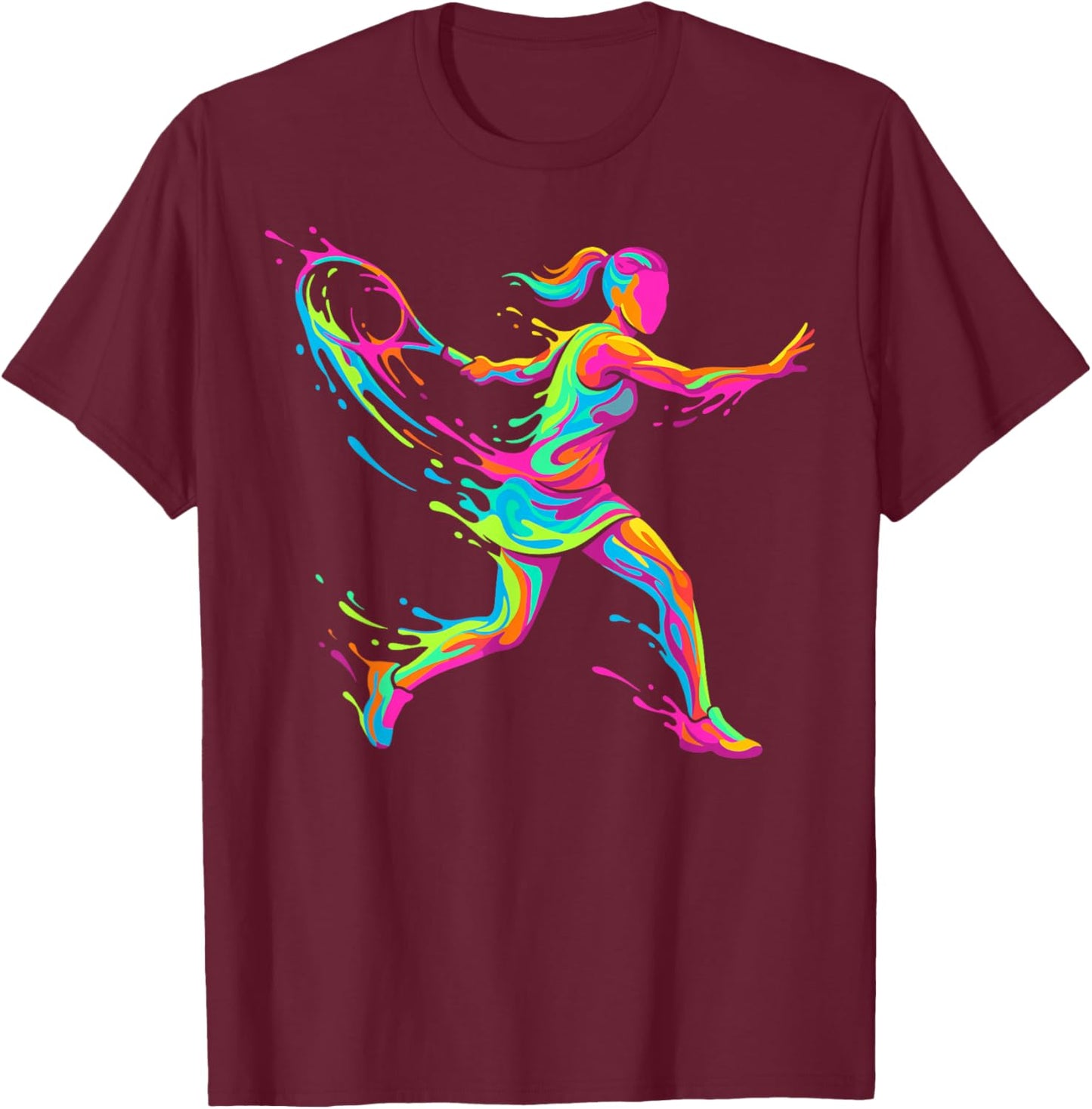 Tennis Player Woman Child and Girl T-Shirt - T-Shirt | Maroon