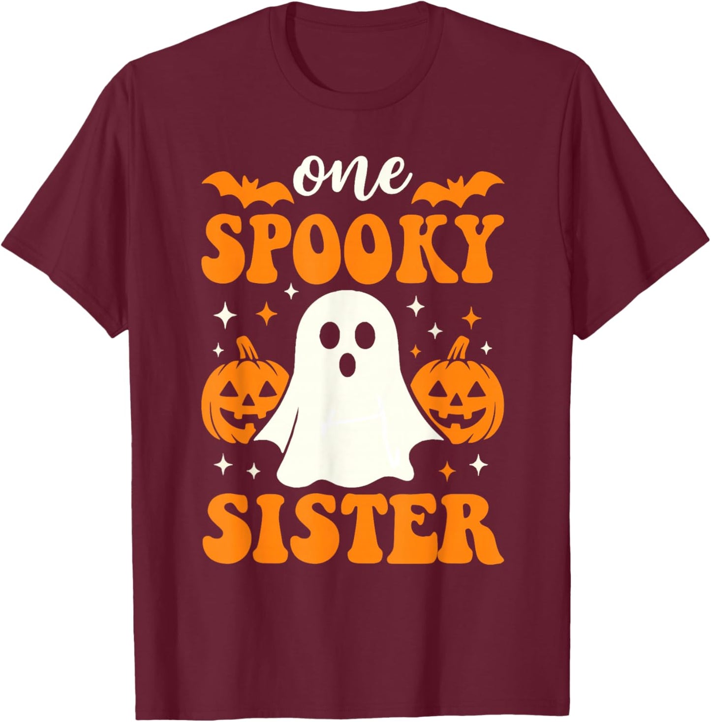 One Spooky Sister Matching Family Halloween Costumes T-Shirt - T-Shirt | Maroon