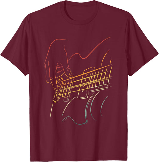 Men Playing Guitar Retro Vintage Music Lover Guitarist T-Shirt - T-Shirt | Maroon