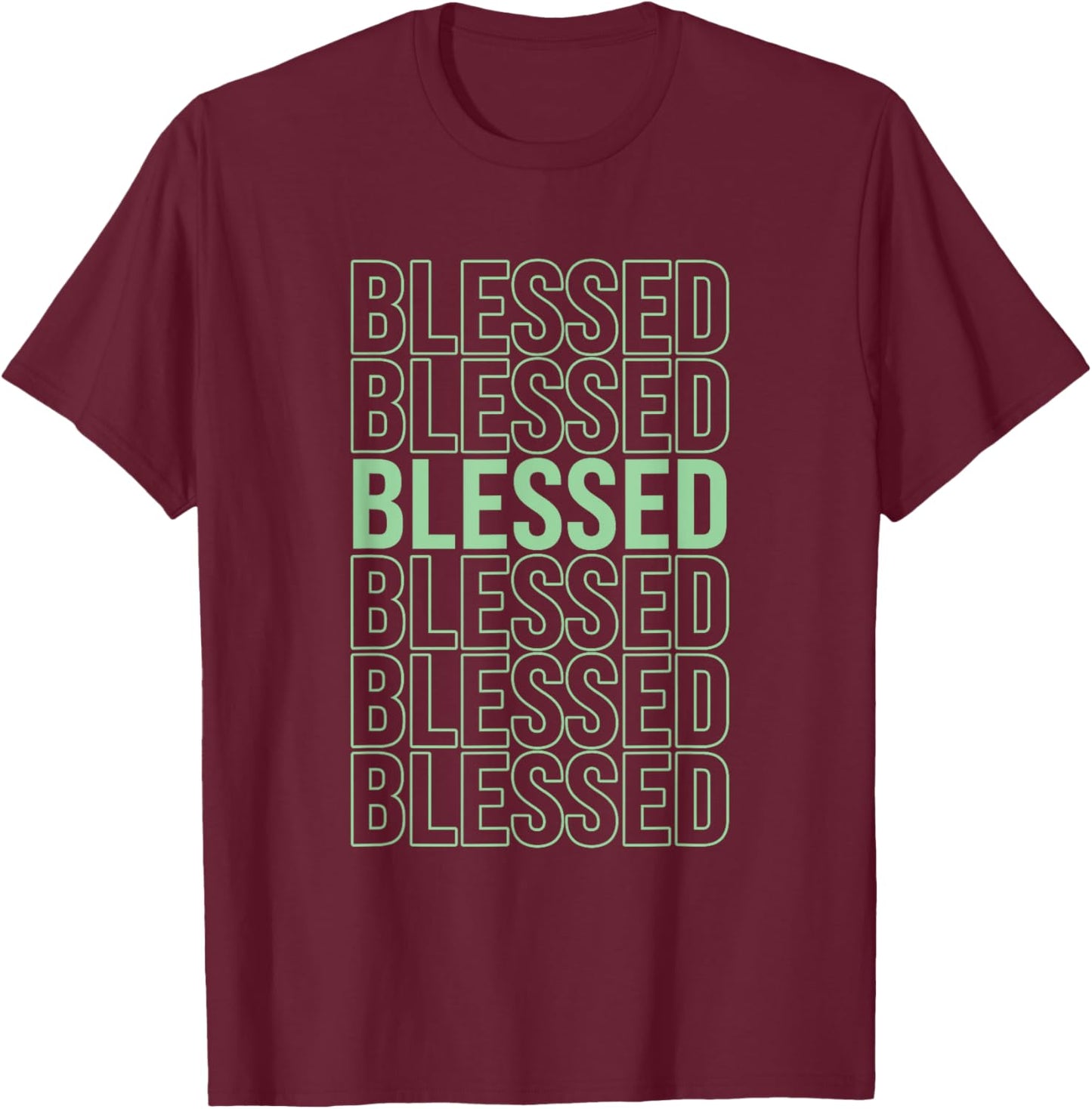 Green BLESSED Pale Light Green Color Graphic T-Shirt - T-Shirt | Maroon