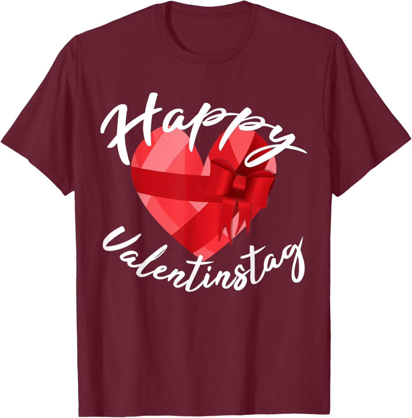 Cute Heart Husband Wife Girlfriend In Saying Happy Valentine's Day T-Shirt - T-Shirt | Maroon