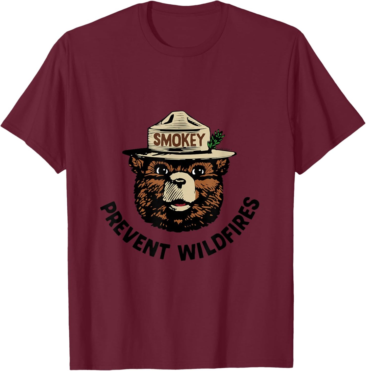 Produit sous Licence Officielle Smokey Bear T-Shirt - T-Shirt | Maroon