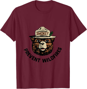 Produit sous Licence Officielle Smokey Bear T-Shirt - T-Shirt | Maroon