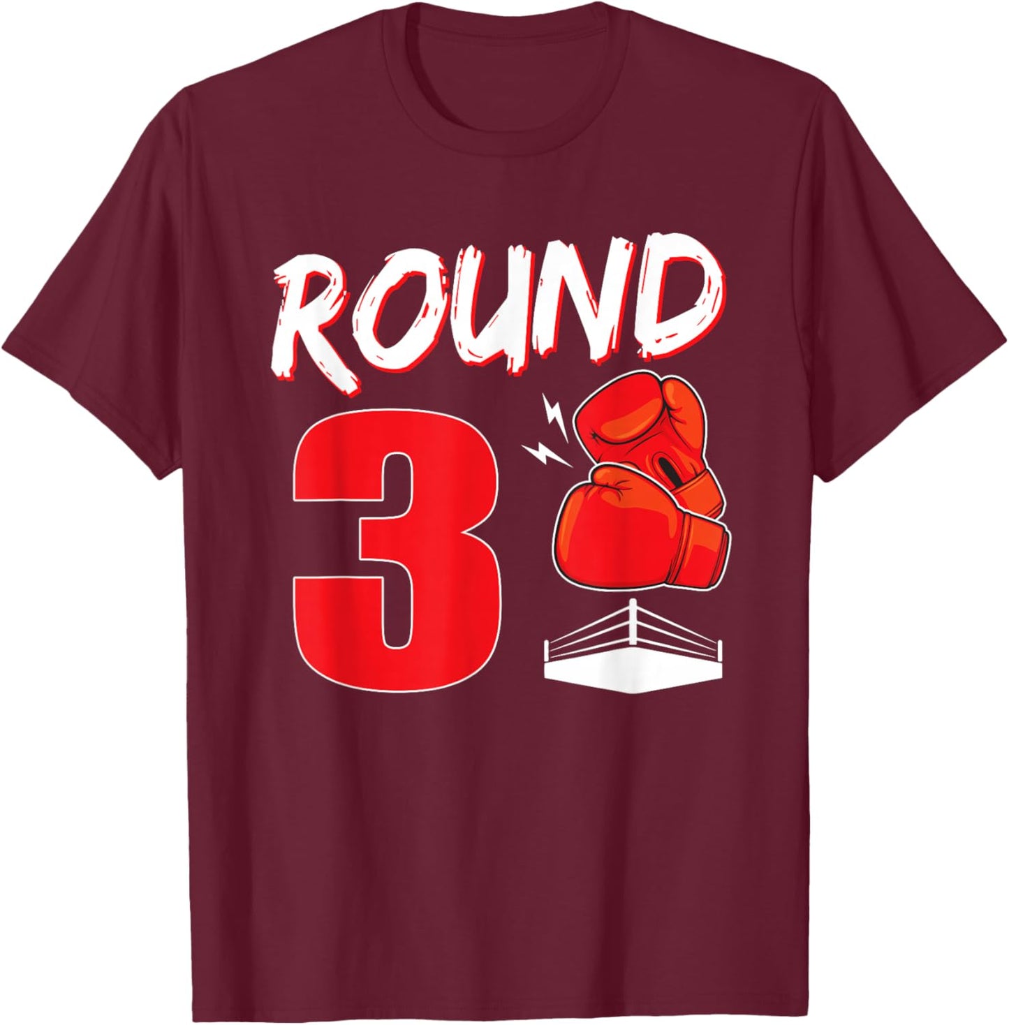 3 Year Old Birthday Boy 3rd Birthday Boxing Themed Party T-Shirt - T-Shirt | Maroon