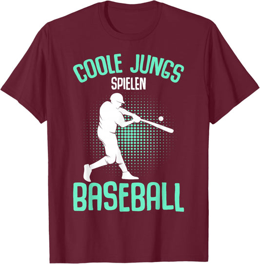 Coole Jungs spielen Baseball Kinder Jungen T-Shirt - T-Shirt | Maroon