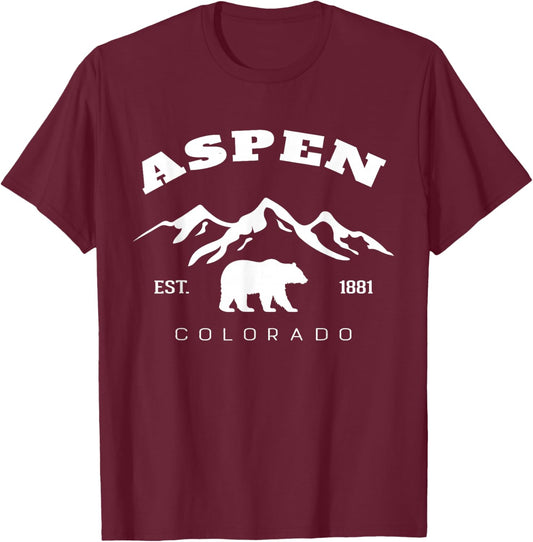 Retro Vintage Aspen Colorado Souvenir kids Hiking Camping T-Shirt - T-Shirt | Maroon