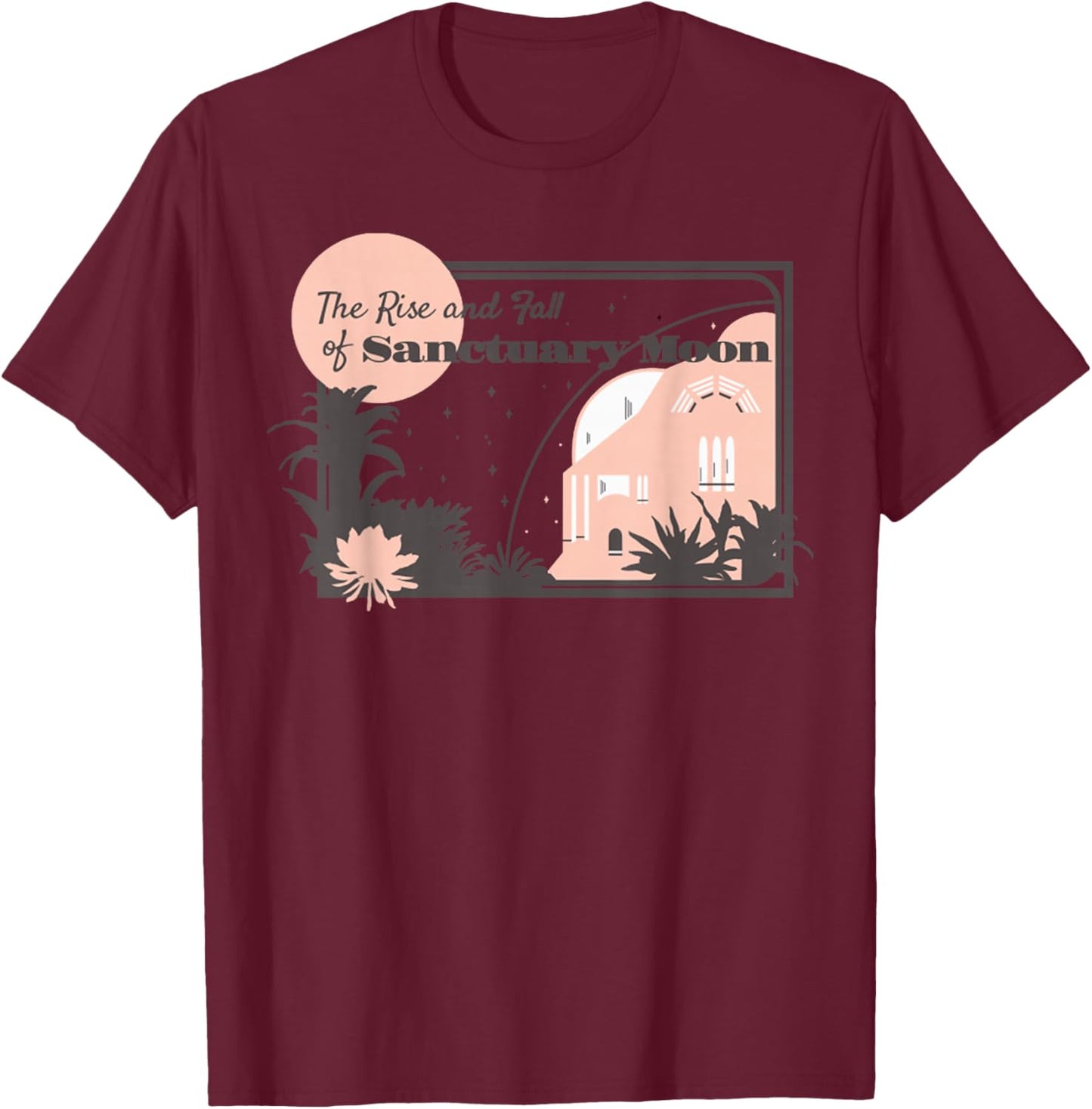 Retro City Moon The Rise Fall Of Sanctuary Space T-Shirt - T-Shirt | Maroon