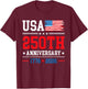 4th of July America US Flag Patriotic 250th Anniversary USA T-Shirt - T-Shirt | Maroon