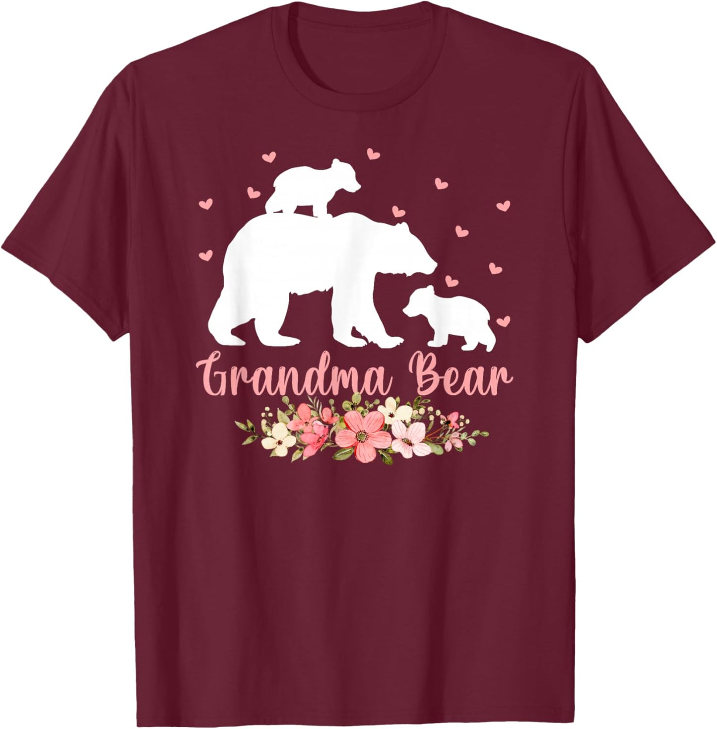 Grandma Bear Matching Family Floral Bear Grandma Mothers Day T-Shirt - T-Shirt | Maroon