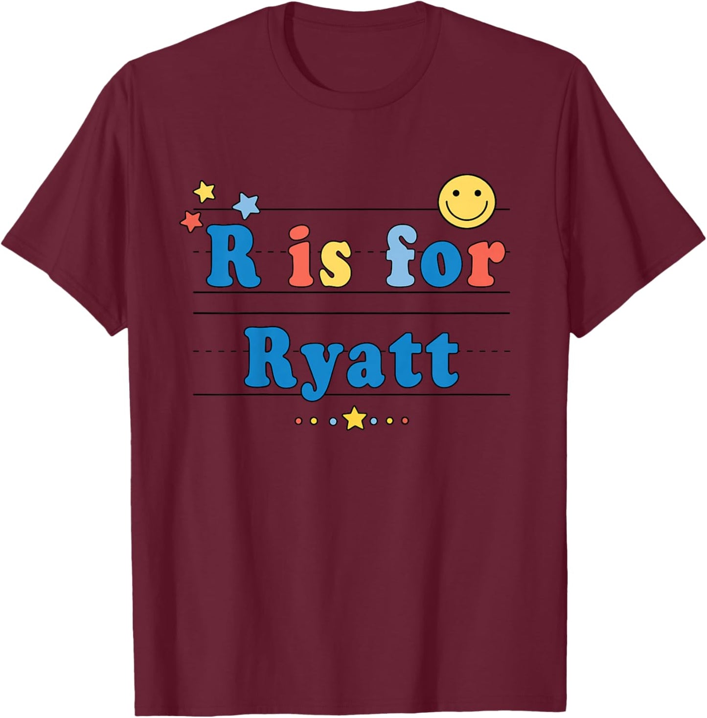 Kids Ryatt Name Shirt Alphabet R is for Ryatt T-Shirt - T-Shirt | Maroon