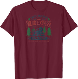 The Polar Express Train Depot Raglan Baseball T-Shirt - T-Shirt | Maroon