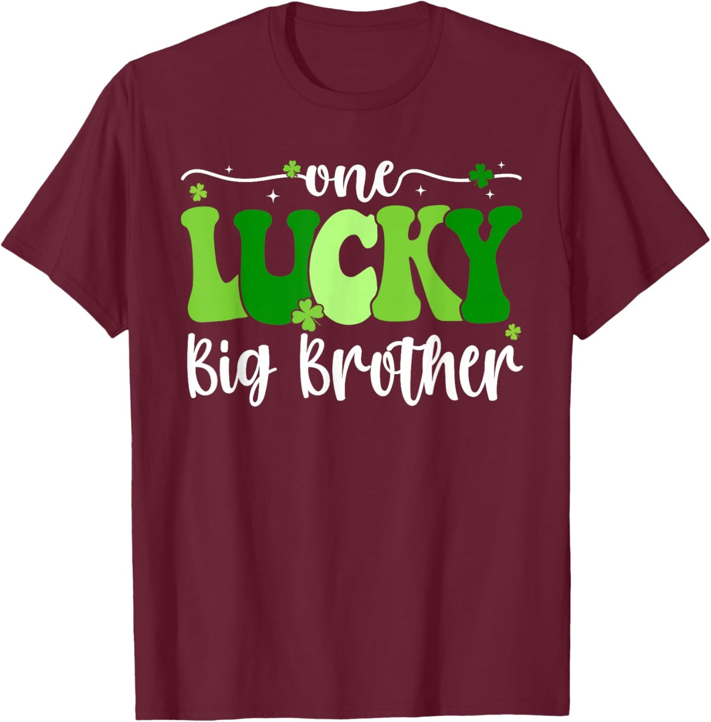 One Lucky Big Brother Groovy Big Brother St Patrick's Day T-Shirt - T-Shirt | Maroon