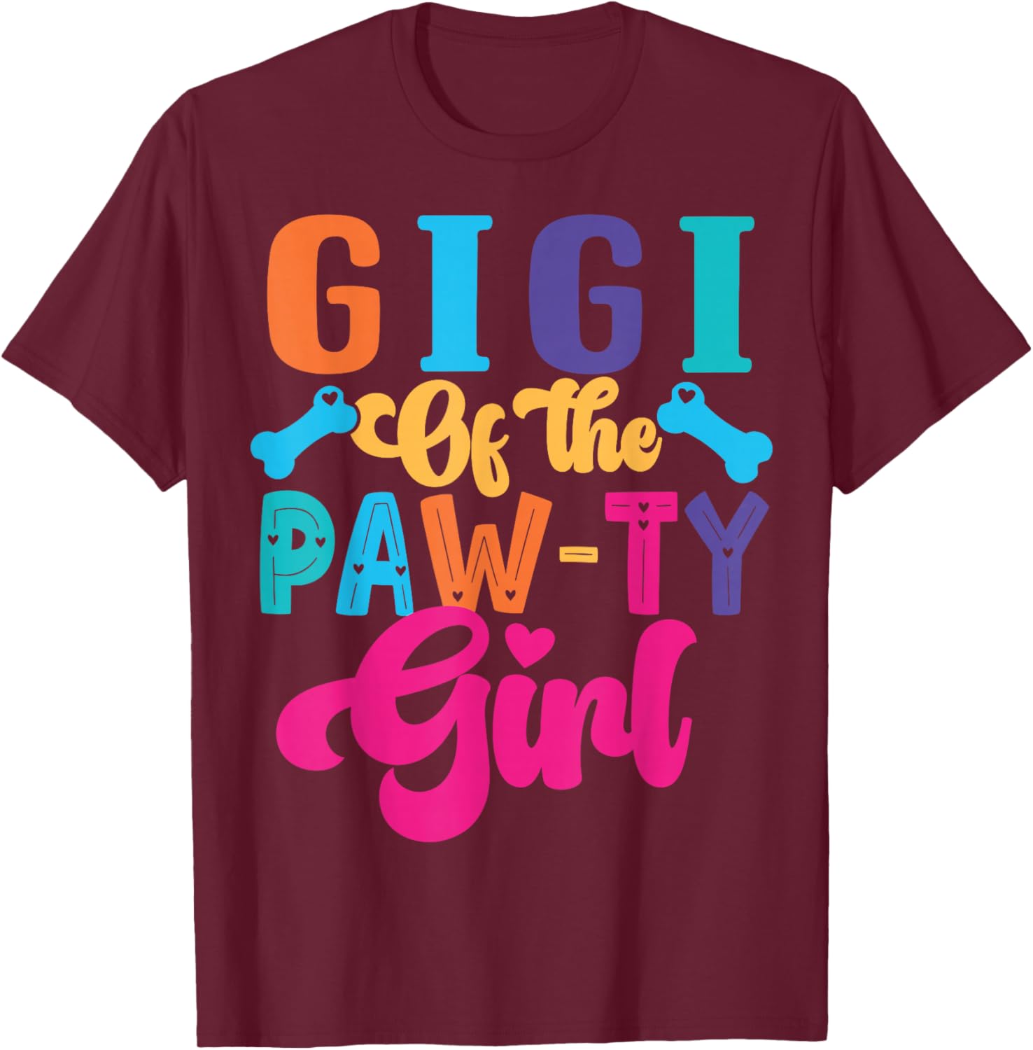 Gigi of The Paw-ty Girl Dog Family Matching Party T-Shirt - T-Shirt | Maroon