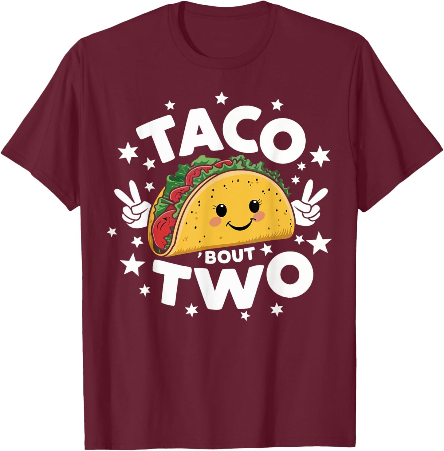 Taco Bout Two Taco Twosday Second Birthday Outfit Girl Boy T-Shirt - T-Shirt | Maroon
