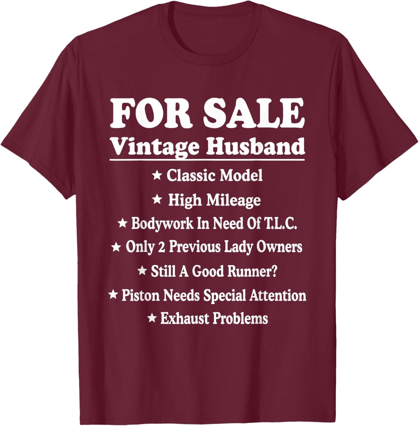 Vintage Husband Classic Model Marriage Humor T-Shirt - T-Shirt | Maroon