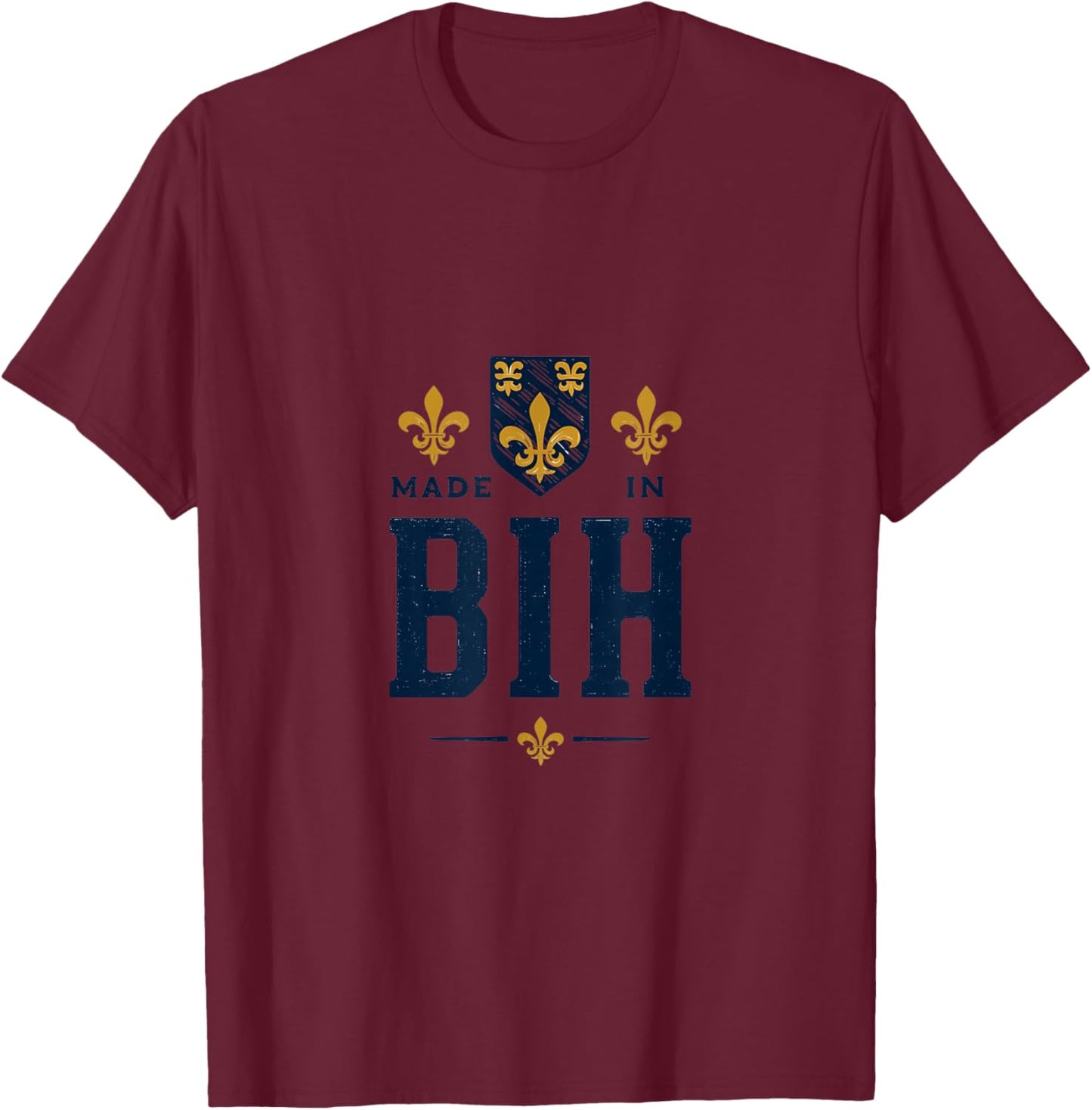 Bosnia and Herzegovina (BiH), Bosna, Balkan, Ljiljan Design T-Shirt - T-Shirt | Maroon