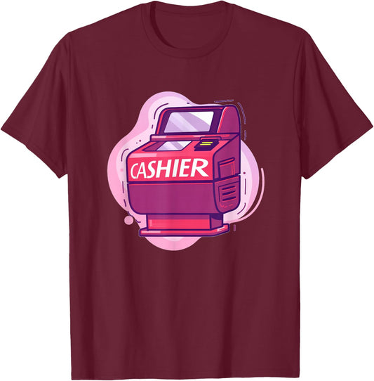 Funny Cashier Outfit -Adults Kids Black Classic Fit Short Sleeve T-Shirt - T-Shirt | Maroon