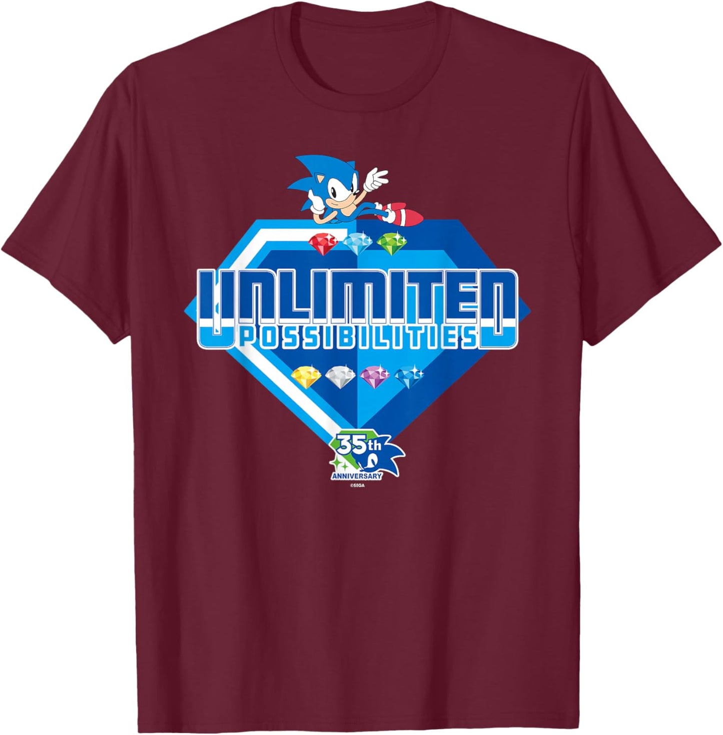 Sonic the Hedgehog - 35th Anniversary Unlimited T-Shirt - T-Shirt | Maroon