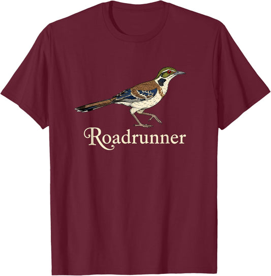 Bird Roadrunner Vintage Illustration, Roadrunner Script T-Shirt - T-Shirt | Maroon
