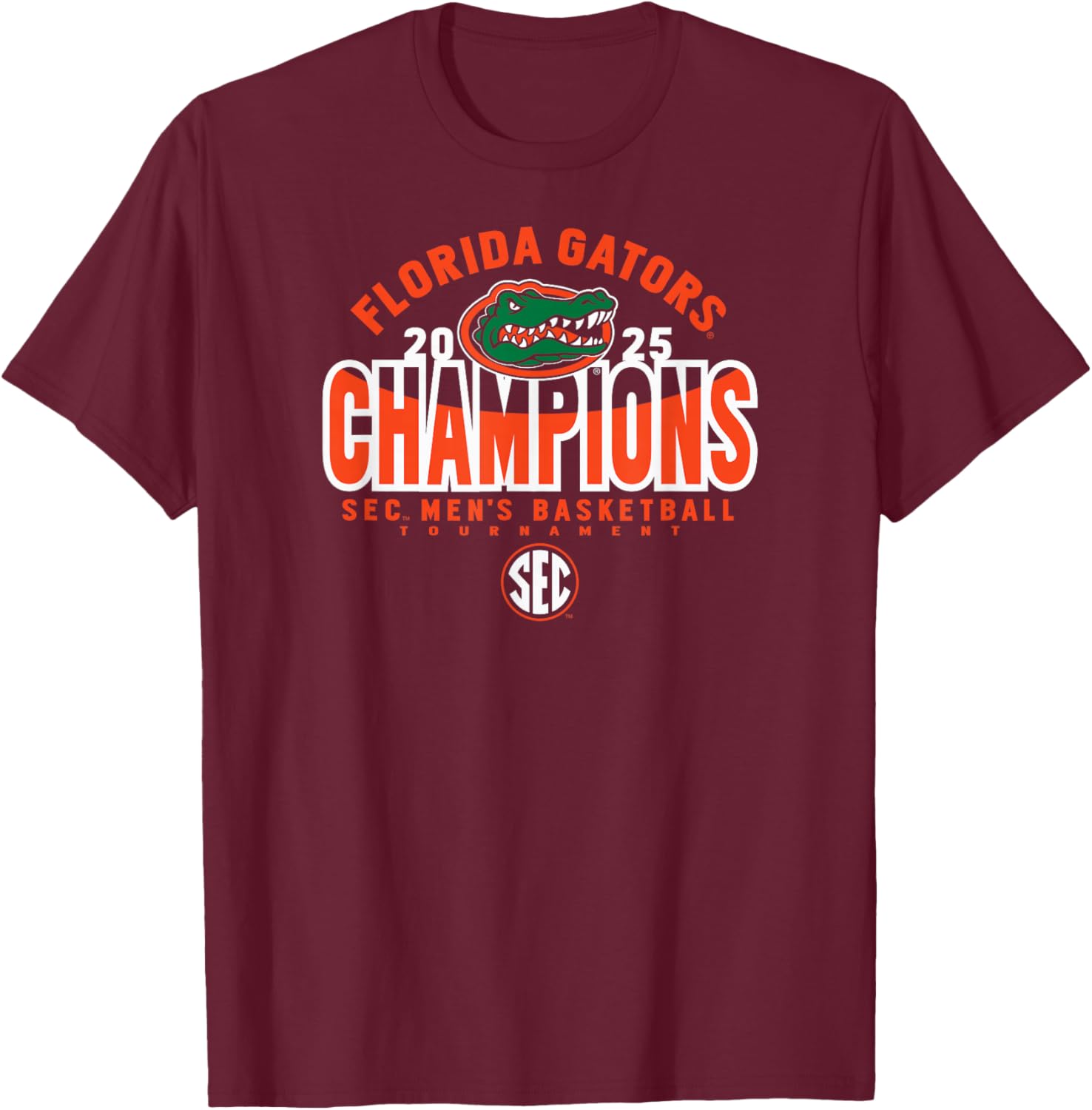 Florida Gators Men's Basketball SEC Champs 2025 Royal T-Shirt - T-Shirt | Maroon