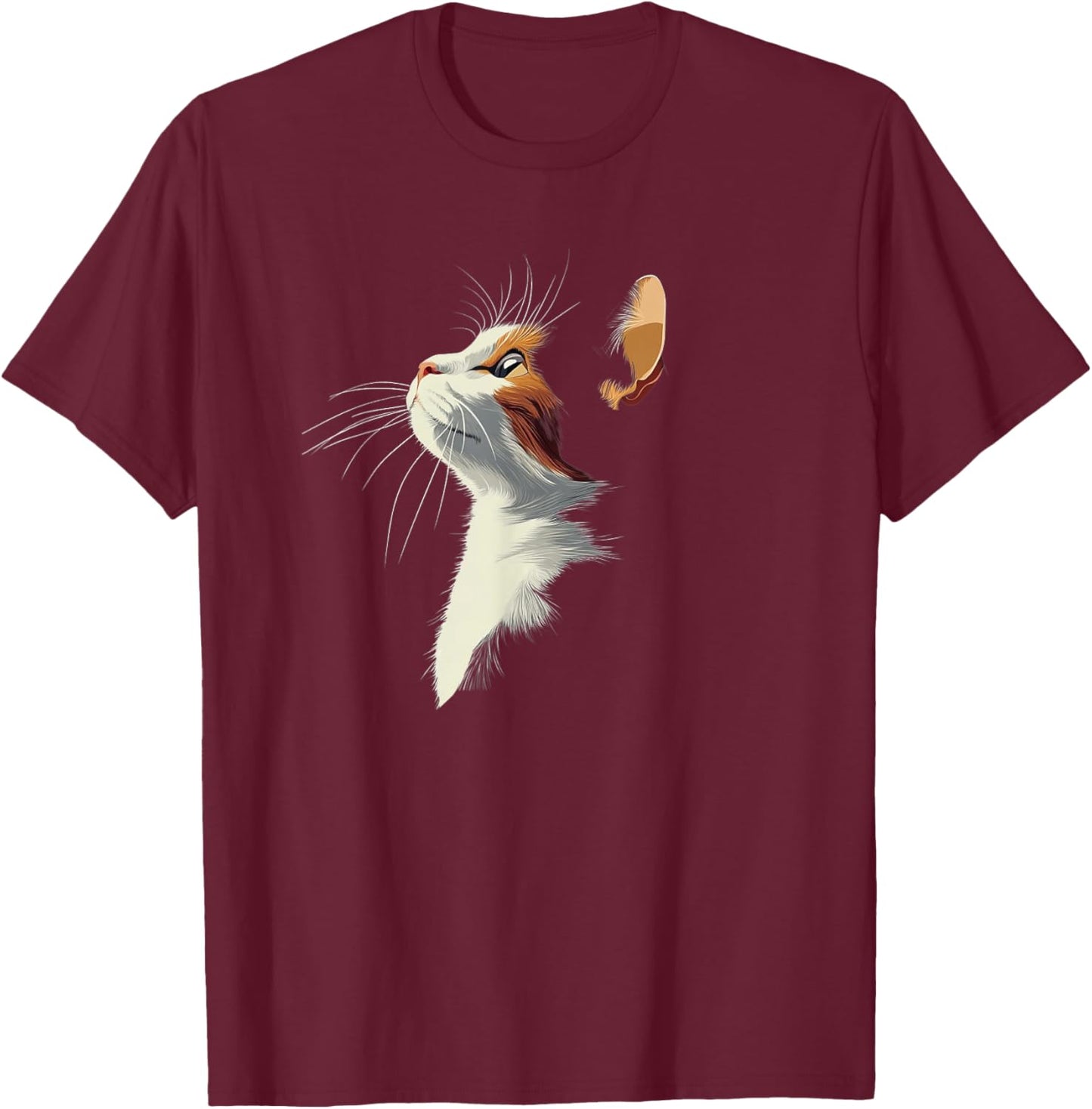Beautiful Girls Illustration Art Calico Cat Lover T-Shirt - T-Shirt | Maroon