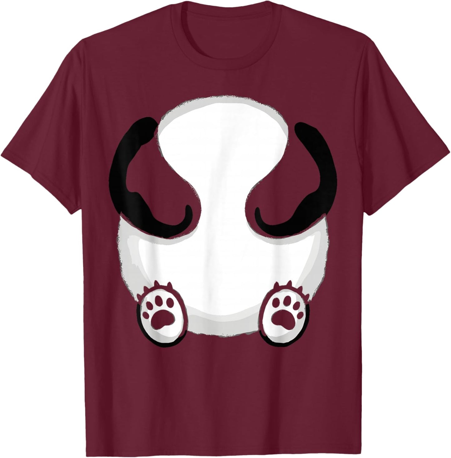 Panda Costume Face Funny Carnival Panda Bear Mask T-Shirt - T-Shirt | Maroon