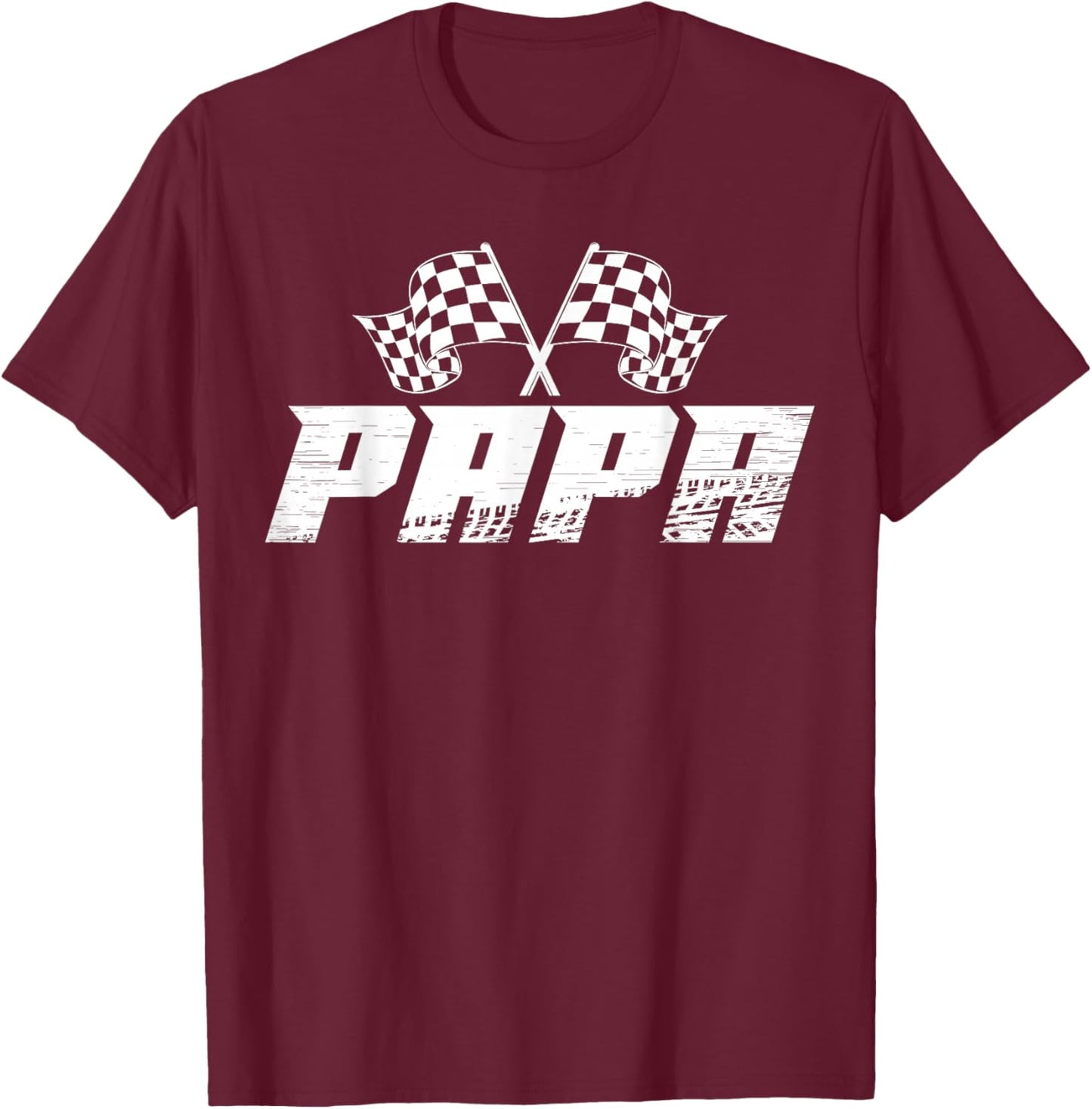 Papa Pit Crew Family Racing Birthday Race Car T-Shirt - T-Shirt | Maroon