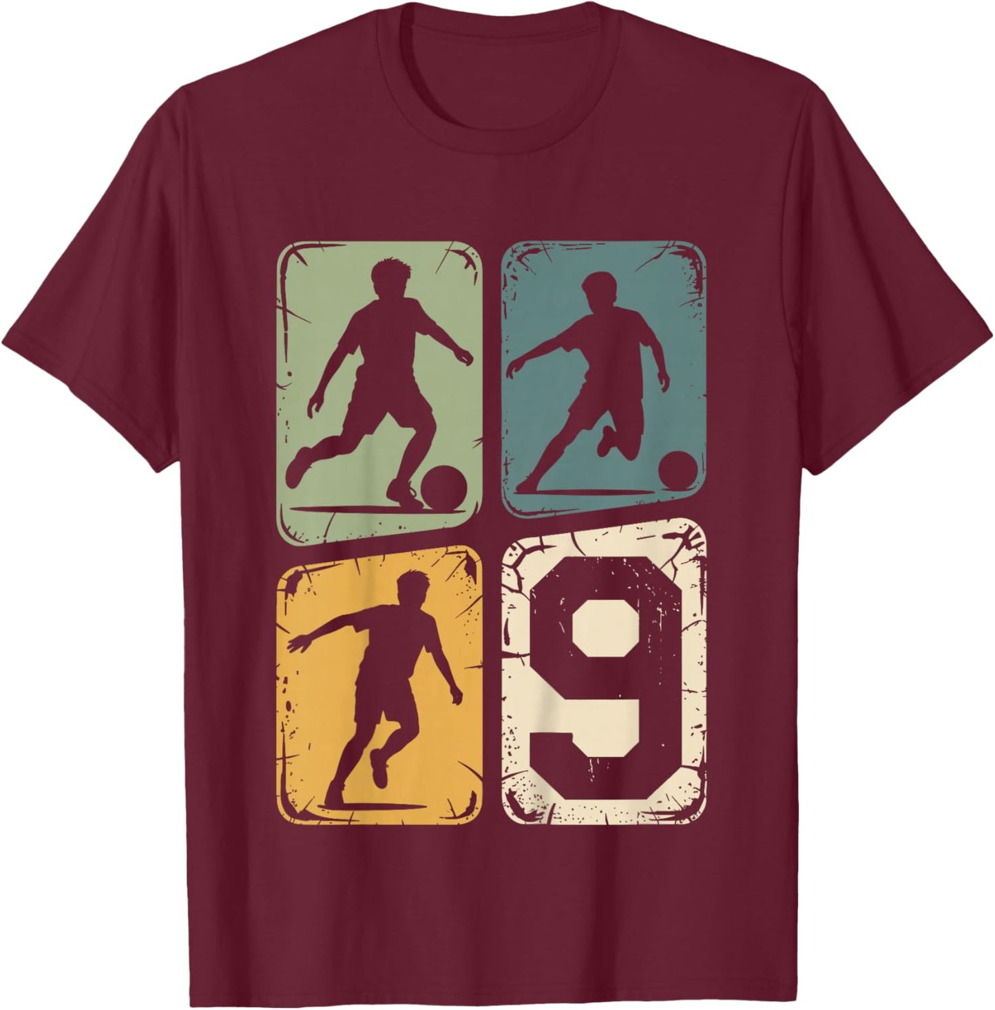 9. Geburtstag Junge Fußball Ball Jungs Fußballer 9 Jahre T-Shirt - T-Shirt | Maroon