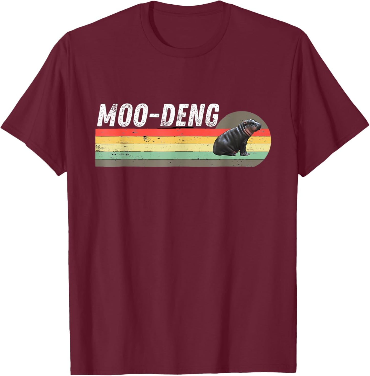 Moo-Deng Cute Baby Hippo Lovers Retro Design Funny T-Shirt - T-Shirt | Maroon