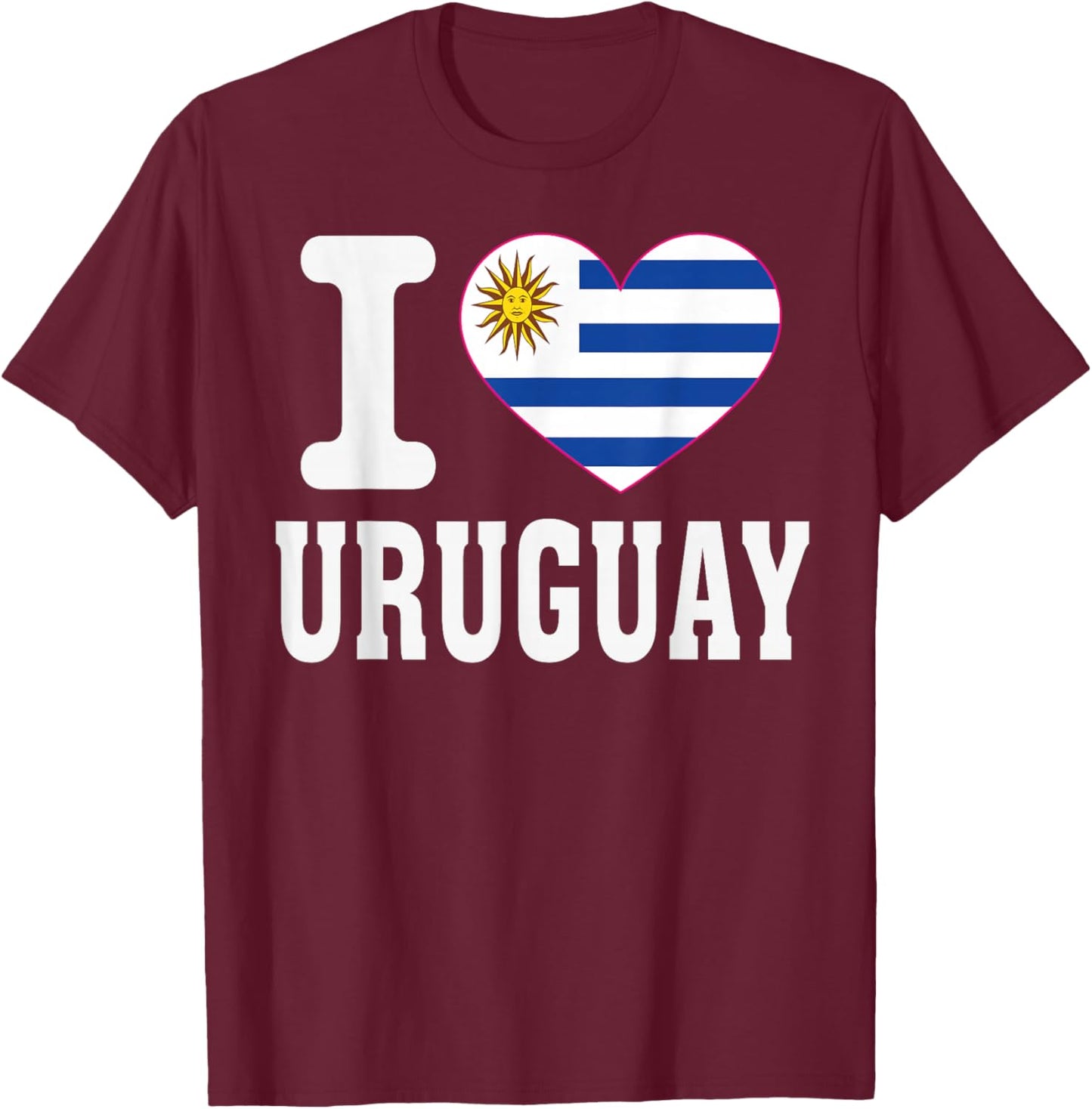 I Love Uruguay Heart Souvenir Lovers Pride Travel T-Shirt - T-Shirt | Maroon