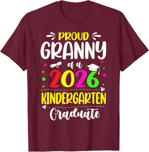 Proud Granny Class of 2026 Kindergarten Graduate Kids T-Shirt - T-Shirt | Maroon