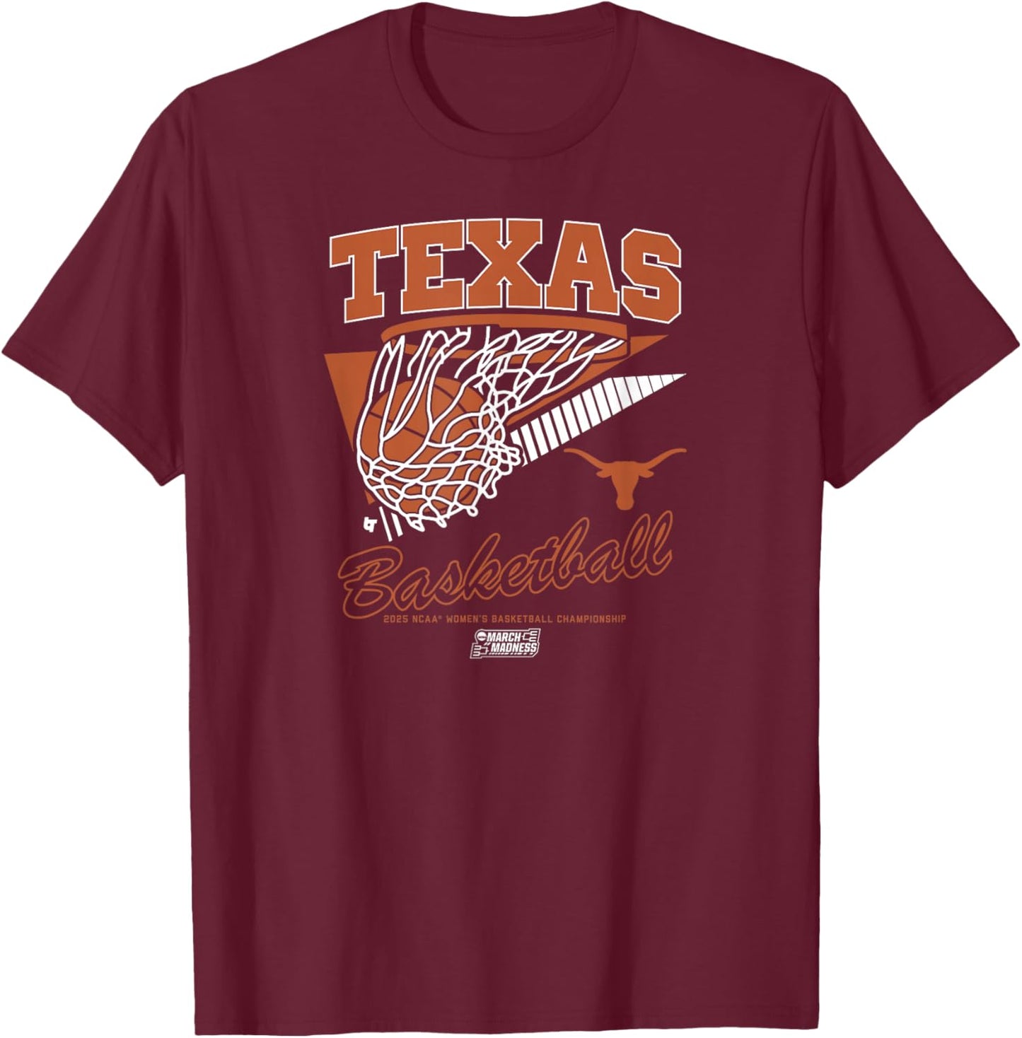 Texas Longhorns Basketball: 2025 March Madness Net NCAA T-Shirt - T-Shirt | Maroon
