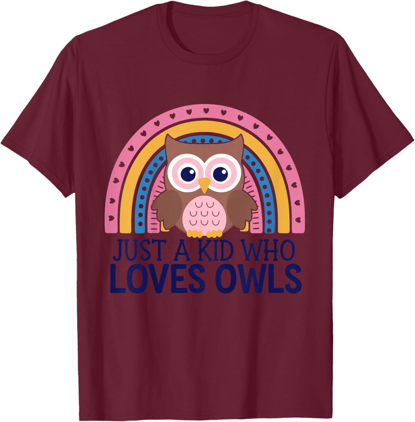 Kids Children Owl Kids T-Shirt - T-Shirt | Maroon