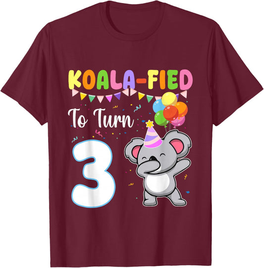 Koalafied to Turn 3 Years Old Koala Lover 3rd Birthday T-Shirt - T-Shirt | Maroon